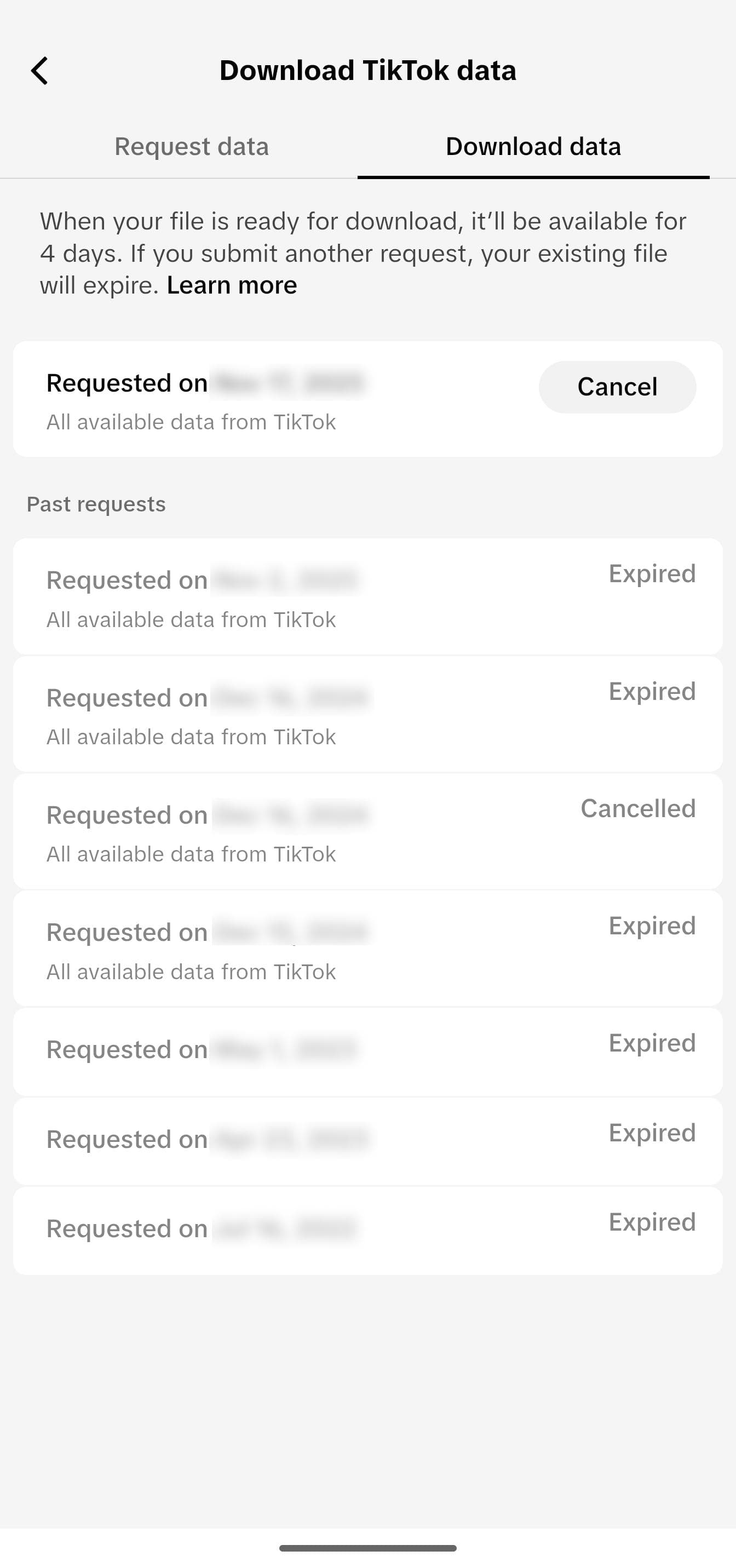 Step 11: Wait for TikTok to prepare your data (usually 2-4 days)