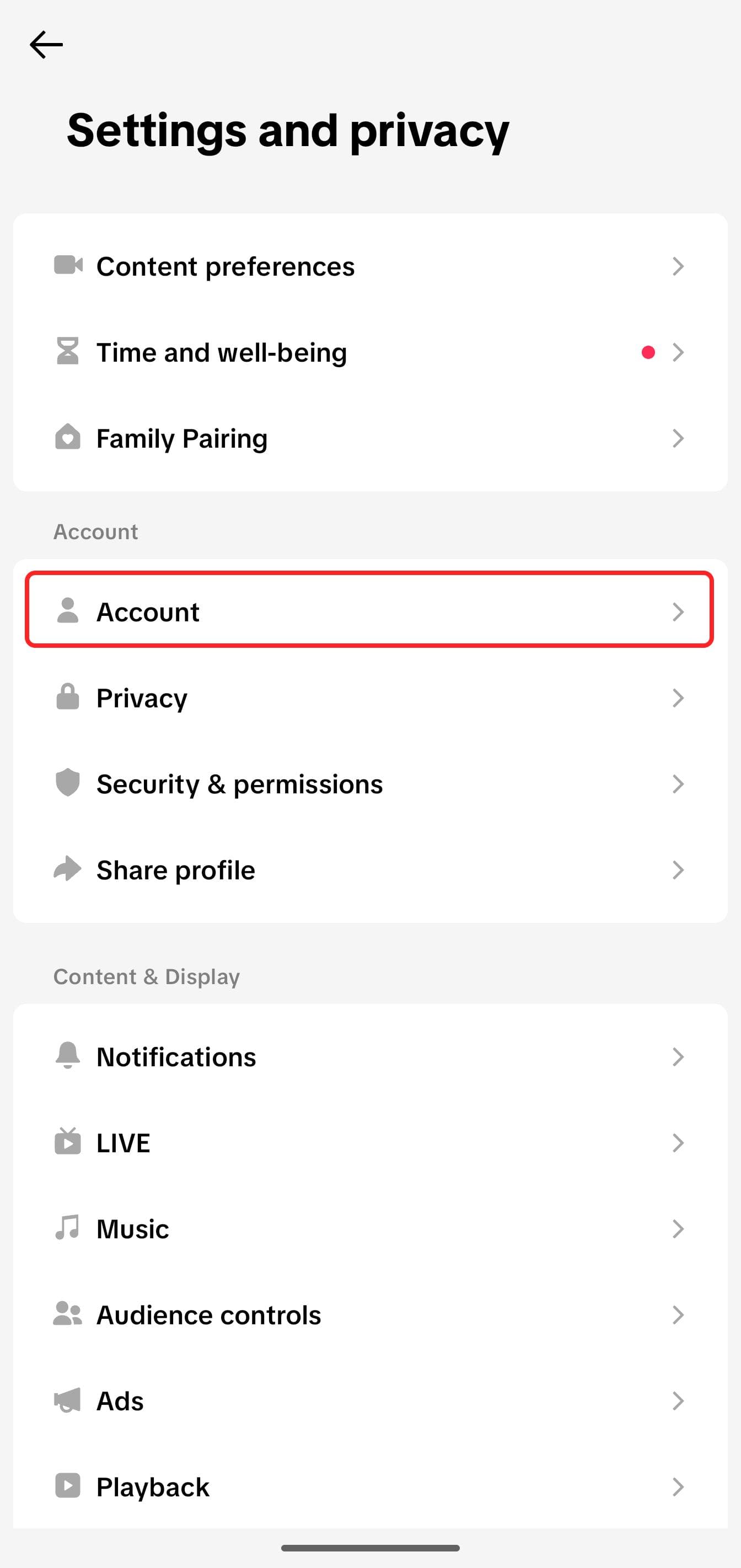 Step 4: Tap on 'Account'