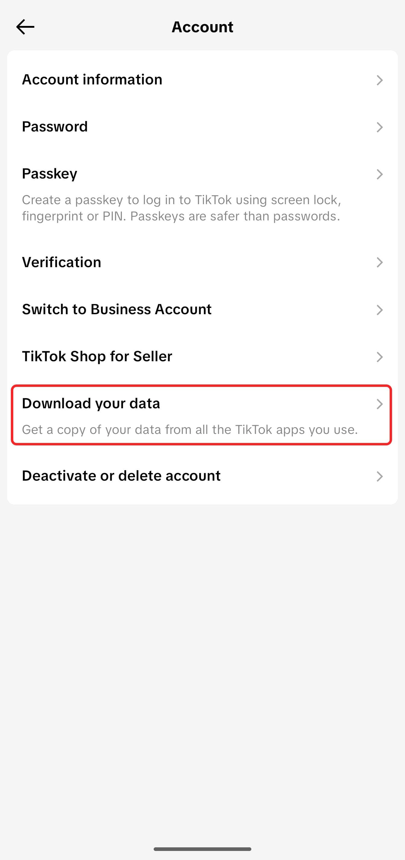 Step 5: Tap on 'Download your data'
